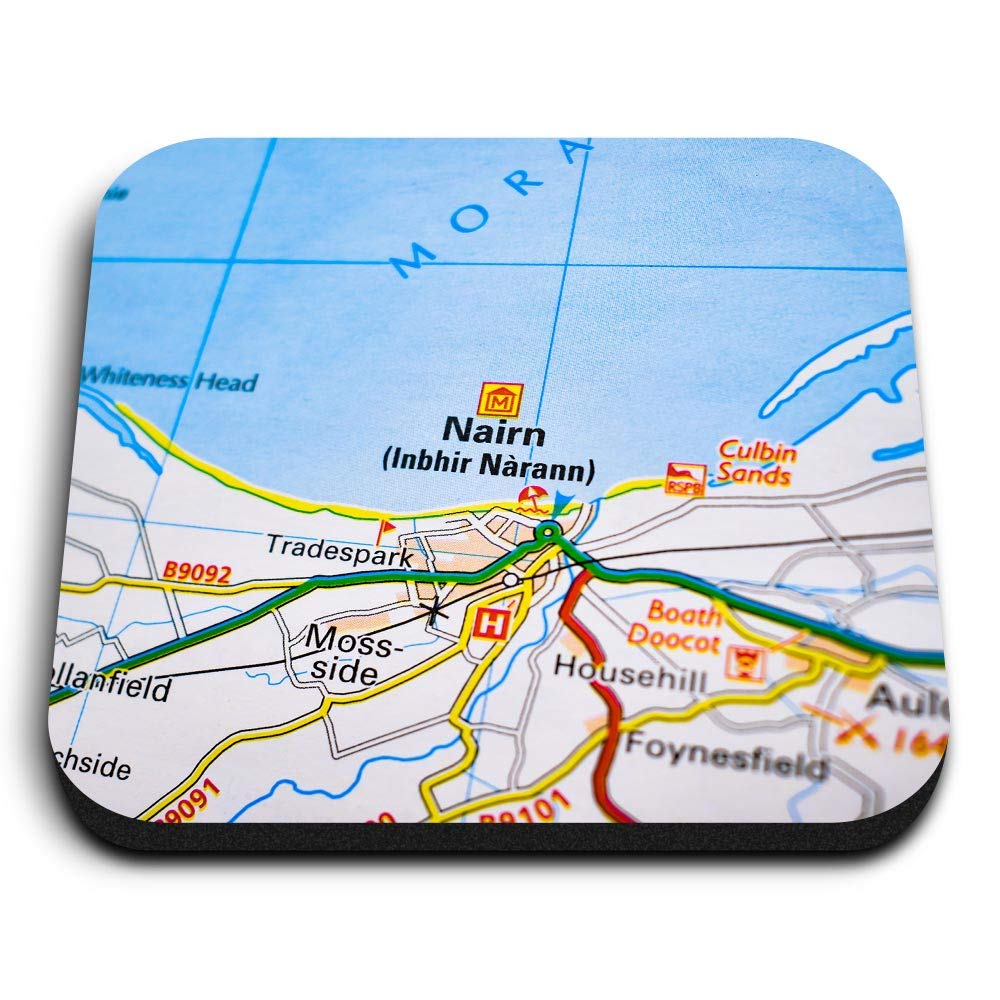 Destination Vinyl Ltd Multicolor 1 X Square Mdf Fridge Magnet - Nairn Scotland Travel Uk Gb Map 45821