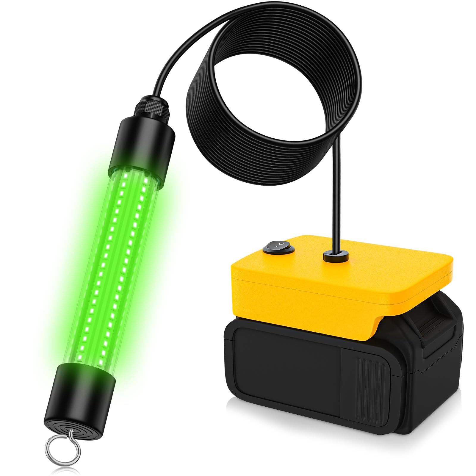 LED Underwater Fishing Light Compatible with for DeWalt 20V Battery?Battery Not Included?, 1300 Lumens, IP68 Waterproof Submersible Green Fish Attractor Light for Night/Ice/Boat Fishing