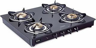 Glen Gas Stove 4 Burner Toughened Glass Top LPG Gas Stoves 60 cm | Fuel Efficient Brass Burners | Auto Ignition | Black | ... Price In India