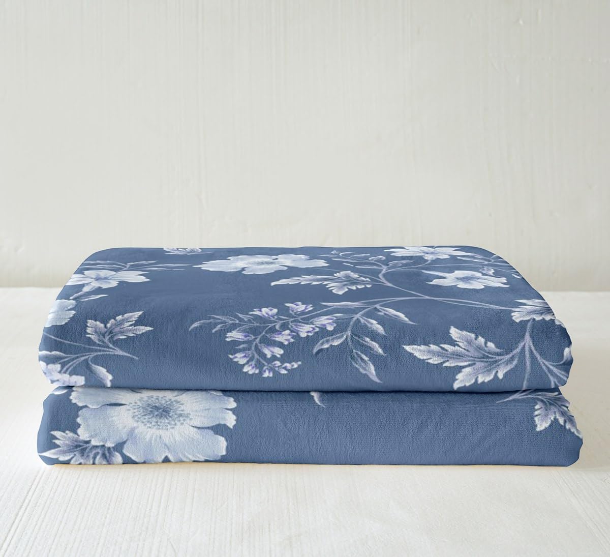 Blue Floral Blanket for Boys Girls Kids Super Soft Warm Botanical Floral Sherpa Fleece Blanket Plants and Flowers Throw Blankets Garden Bed Blanket Gifts for Teens Women(Queen 90"x90")