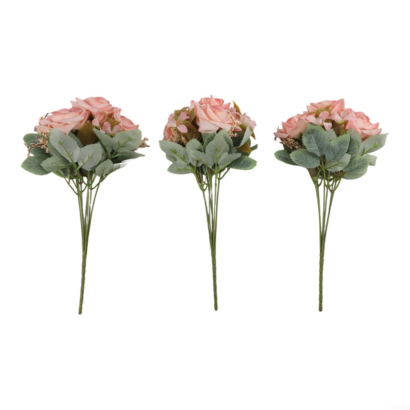 Roses en soie artificielles qualite superieure lot de 3 tiges pour decoration