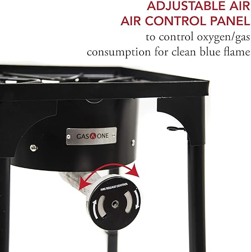 Miniatura 4 de GasOne Quemador de propano con cubierta de 200, 000 BTU con altura ajustable 0-20Psi estufa de campamento de alta presión
