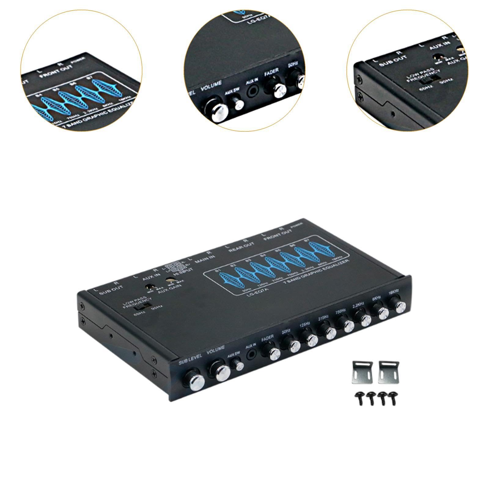 Qianly Ecualizador de Audio para Coche de 7 Bandas, Color Negro, Resistente, de Metal, DSP de Frecuencia Ajustable.