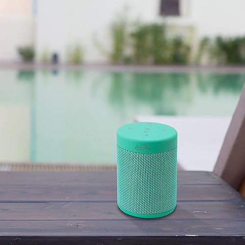 Miniatura 2 de iLive Altavoz inalámbrico de tela impermeable, 2.56 x 2.56 x 3.4 pulgadas, batería recargable incorporada, turquesa (ISBW108TQ)