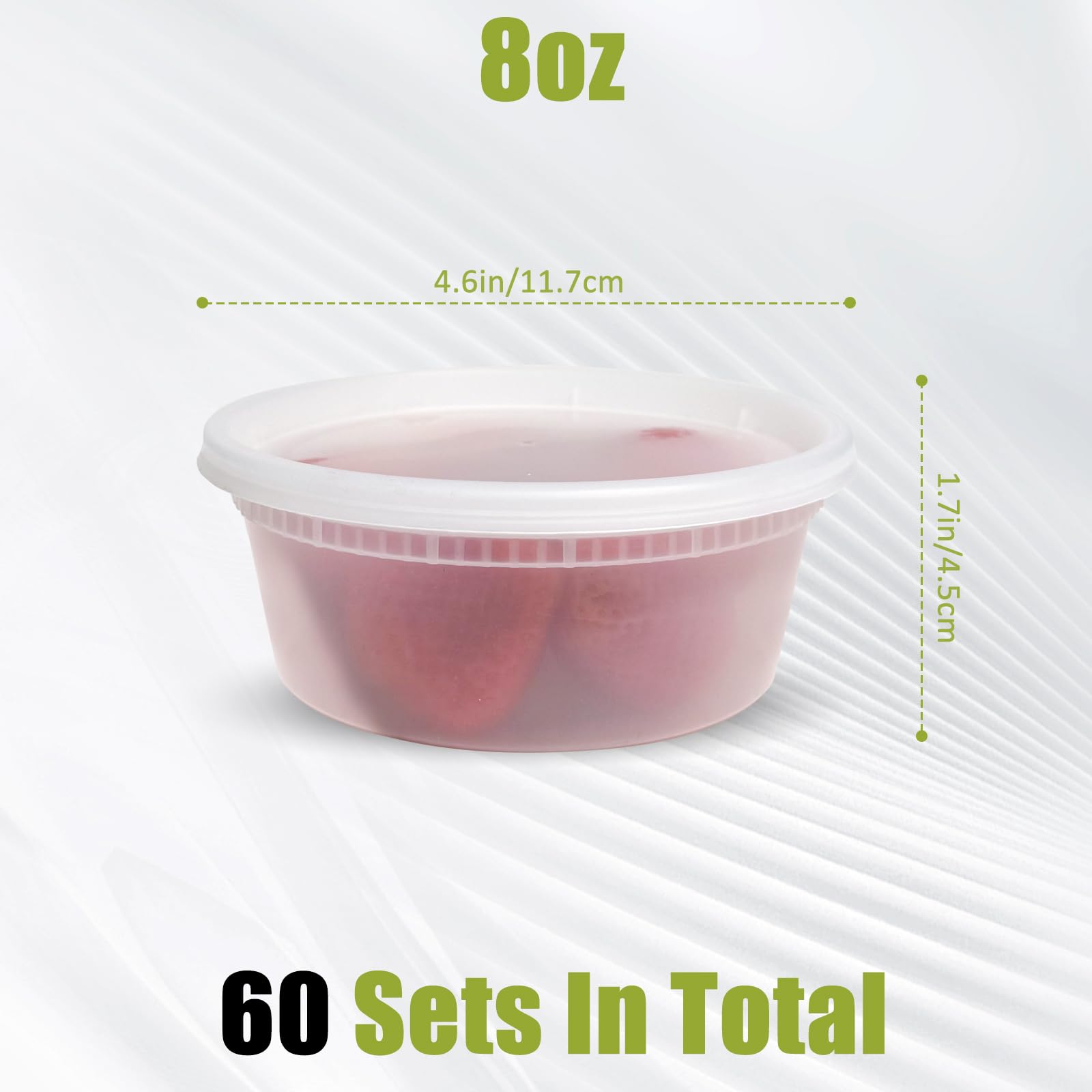 [60 juegos] Contenedores de 8 onzas con tapas, recipientes de almacenamiento de alimentos con tapa hermética, recipientes de plástico para sopa con tapas, recipientes de preparación de comidas, sin