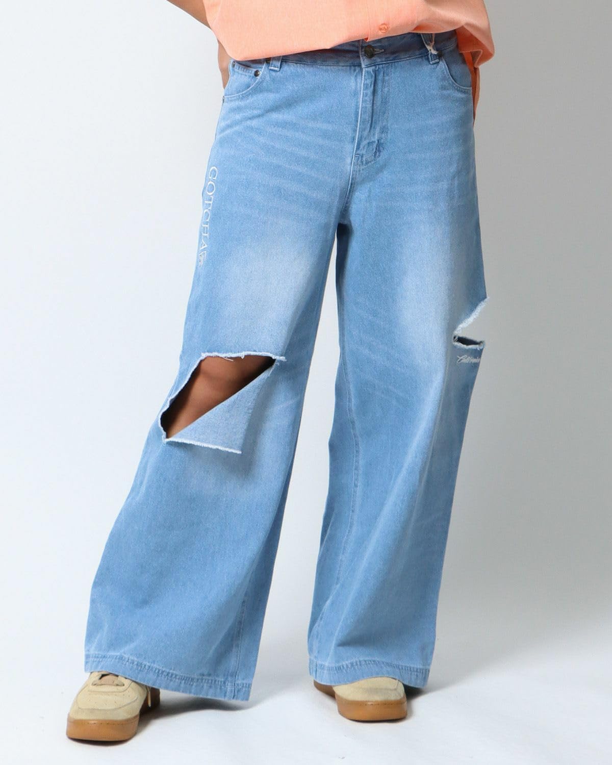 デニム Zara Buckle Detail Wide-Leg Jeans Jeans with an adjustable