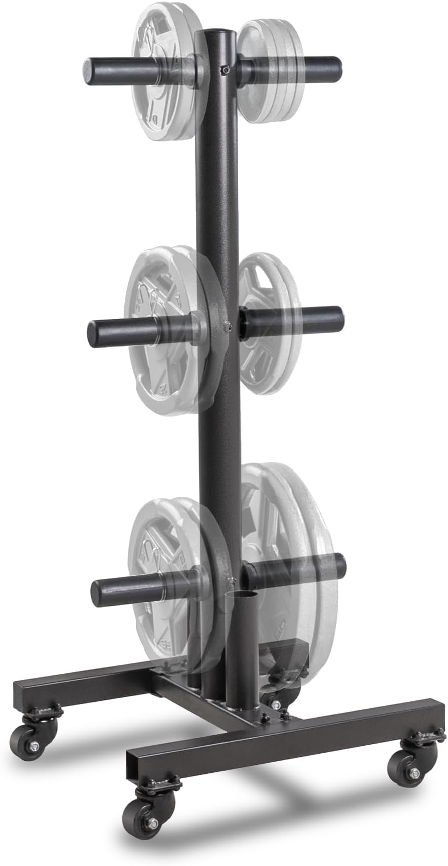 Marcy 6-Peg Olympic Plate Tree & Vertical Bar Holder w/ Transport Wheels PT-5856
