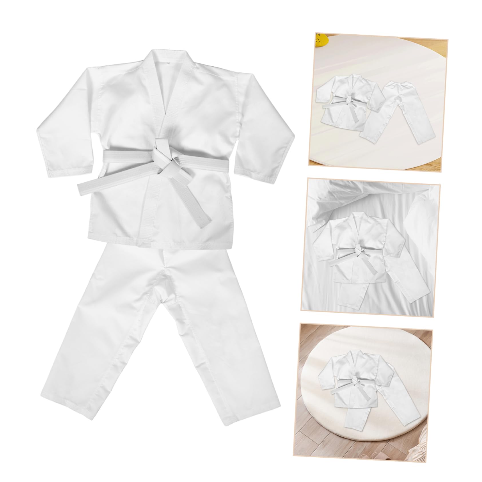 Homoyoyo Jeet Kune Do Uniforme da Karate Uniforme da Karate per Abbigliamento da Karate Pantaloni da Karate Uniformi del Taekwondo Costume di Arti Marziali Bianca Poliestere