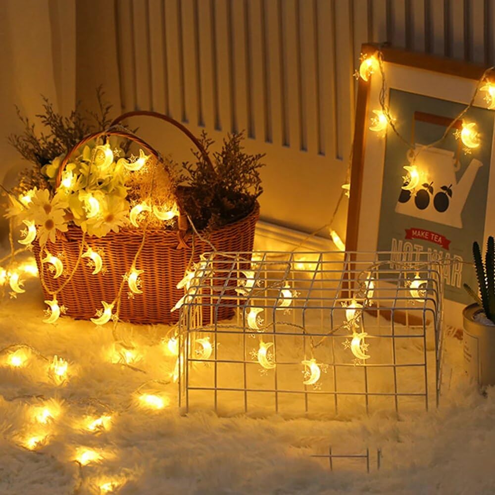 Moon & Star String Lights Decorations for Kids, Chrildren Room Home Decor Led 20 Lights – 3m Long Warm White
