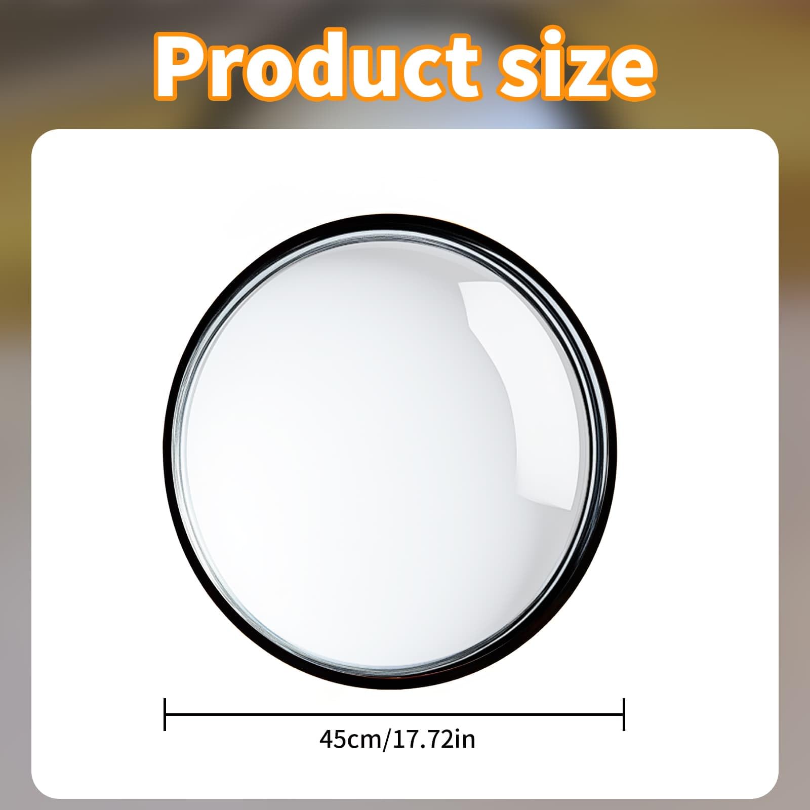 Espejo de seguridad de 45 cm con soporte de pared, espejo convexo ajustable, espejo de entrada de gran angular para garaje, tráfico, calzadas, oficina, patio, almacén (diámetro 45 cm)