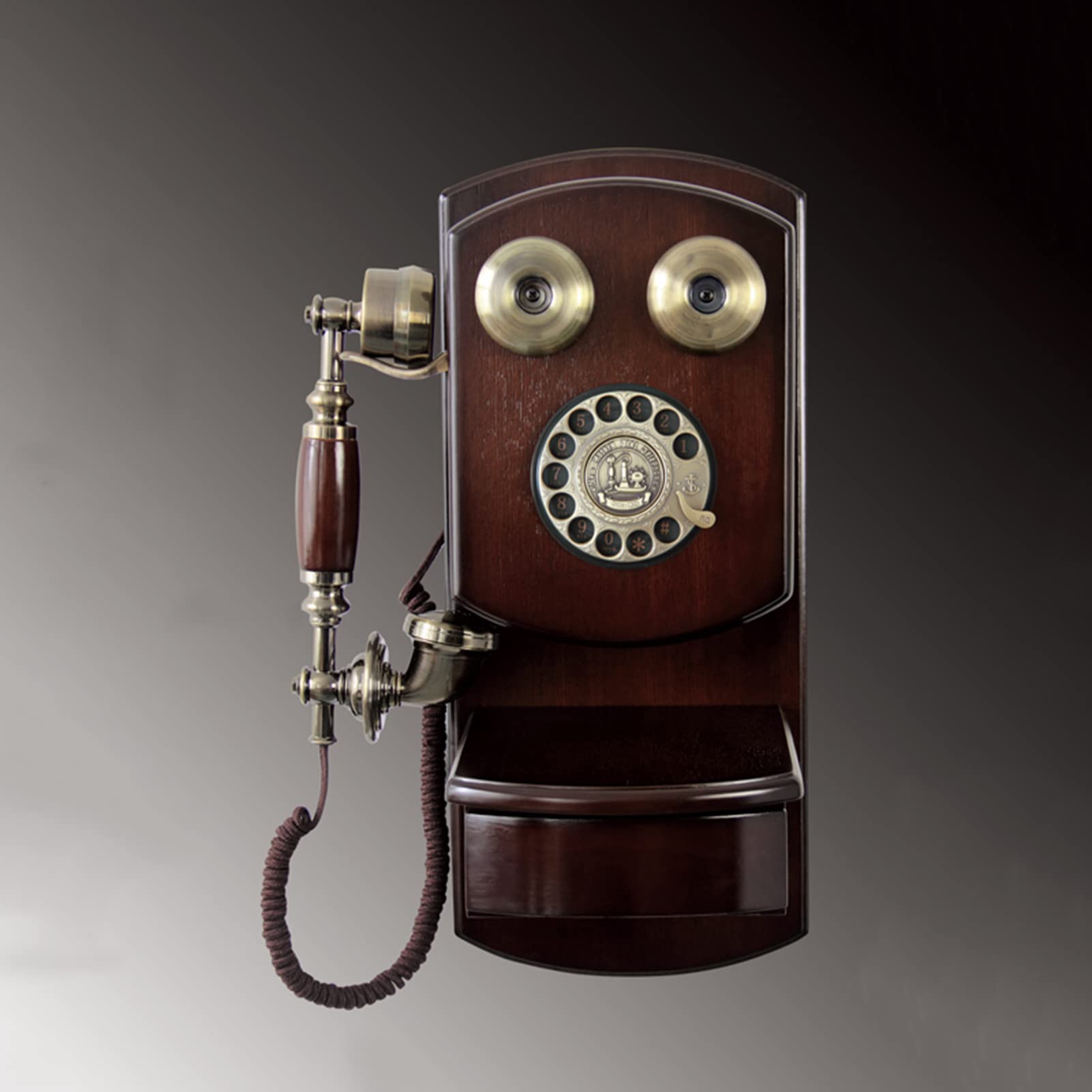 Telefono con Filo retrò Montato A Parete per La Casa, Telefono Fisso retrò in Legno, Telefono con Manopola Rotante Classico Vecchio Stile con Funzione Vivavoce E Ricomposizione