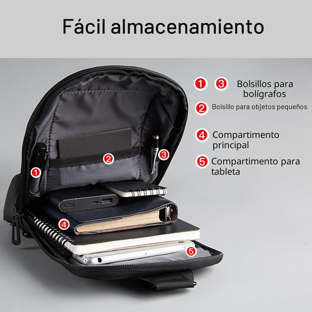 ZhaoCo Bolsos Cruzados para Hombre, Bolsa de Pecho Pequeña Moda Ligero para Ciclismo Vacaciones Fiesta Viaje Casual Negro