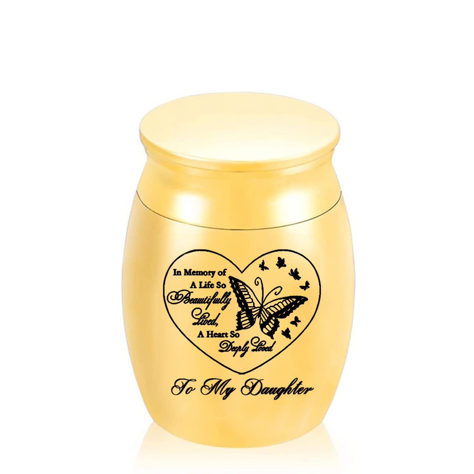 LZHLMCL Urn For Ashes Adult 40Mm Small Urns For Human Ashes Small Cremation Urns For Dad Mom Mini Keepsake Urns For Ashes Gold Daughter