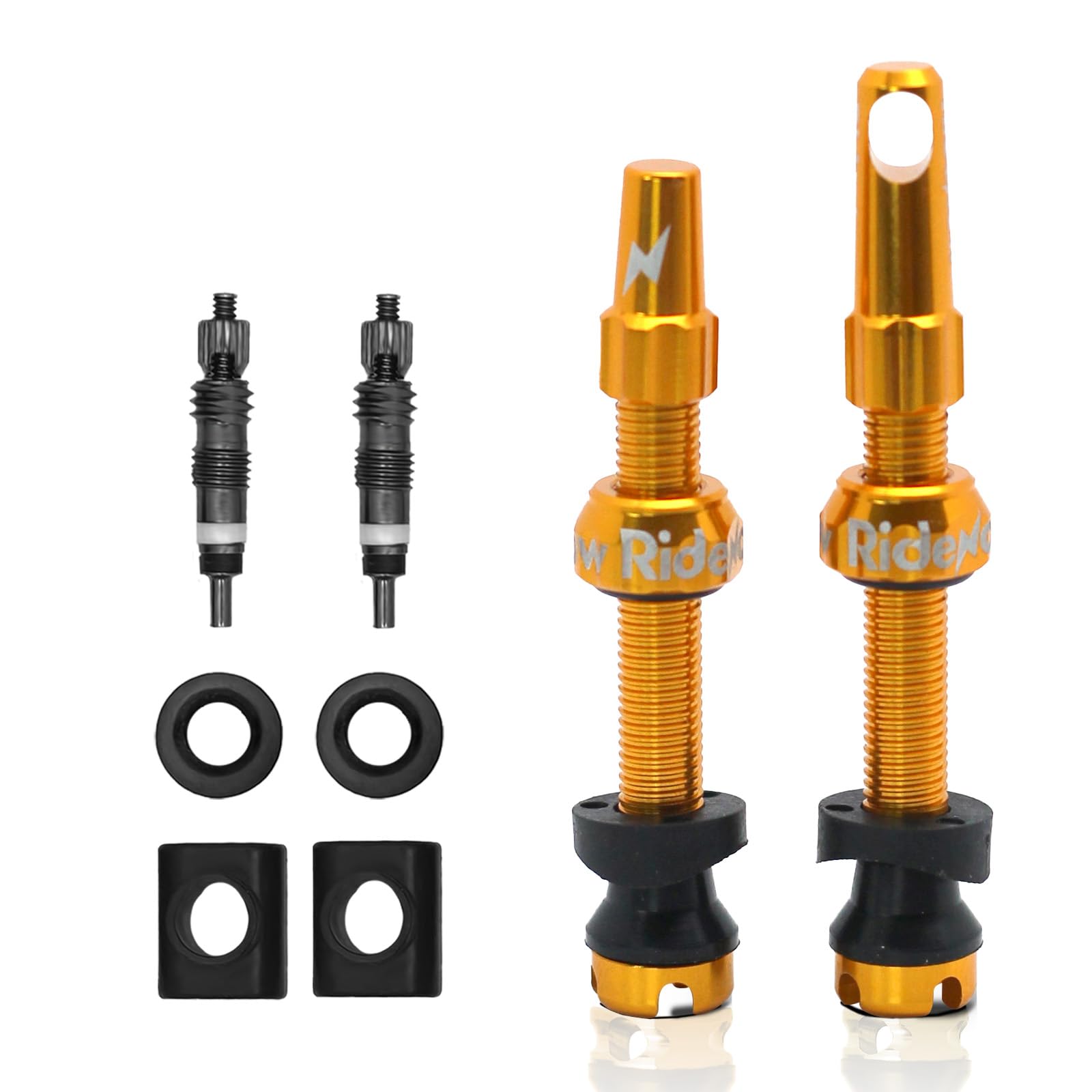 RideNow 45 mm Tubeless Presta Steli Valvola 7075 Alluminio, Oro, Coppia