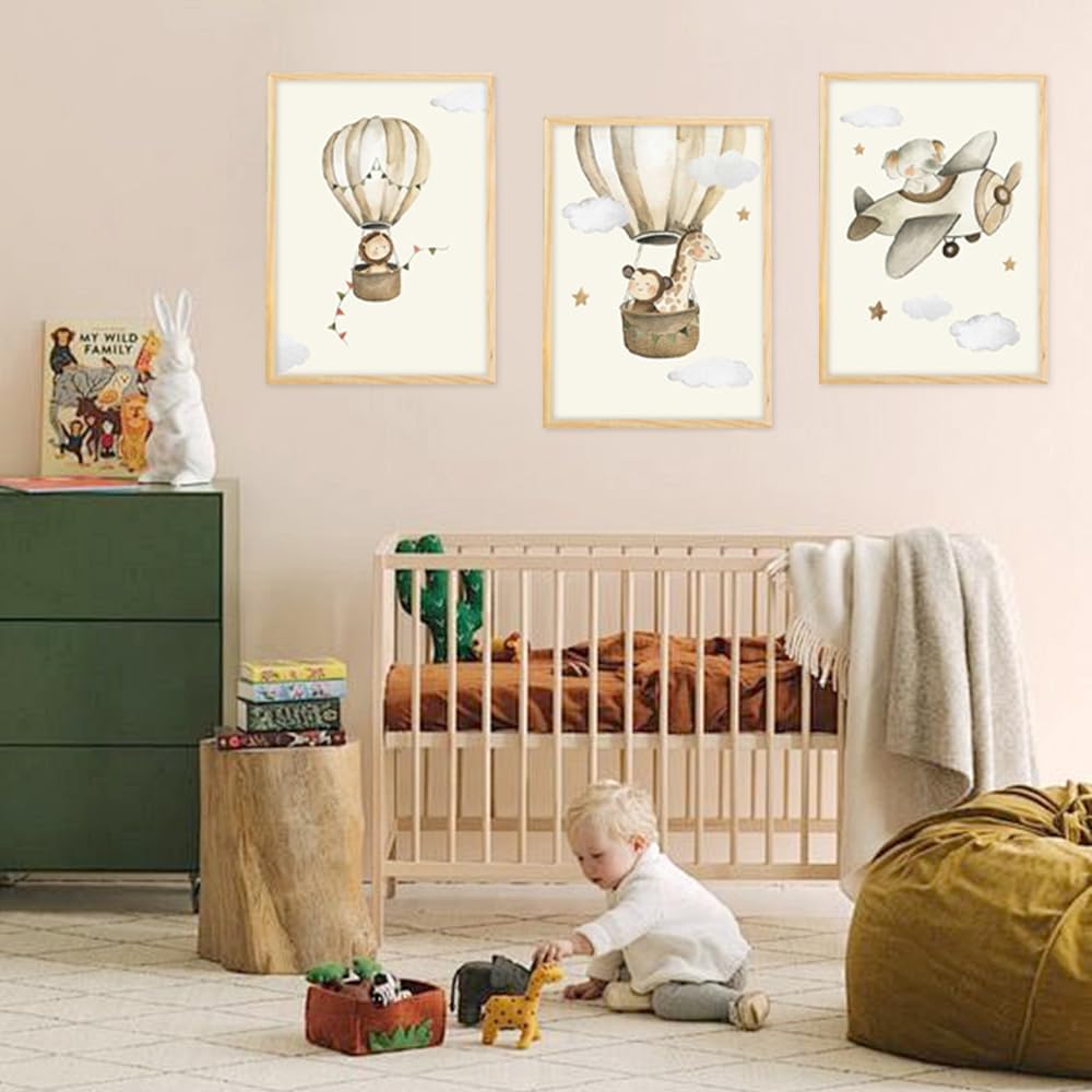 YunBey Lot de 4 Affiches Chambre D'enfant Animaux de la Forêt A4 Poster Enfant Sans Cadre Decoration Murale Chambre Bébé pour Garçon et Fille