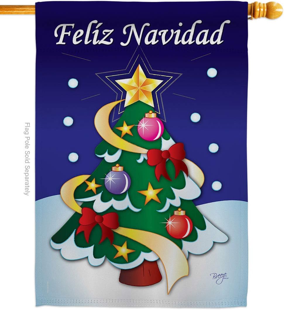 Christmas Felíz Navidad Garden House Flags Set Winter Santa Marry Xmas Present Reindeer Season Wintertime Snow Small Decorative Gift Yard Banner Made In USA 28 X 40