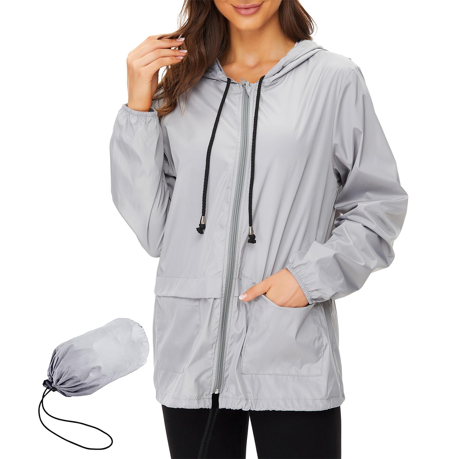 Abrigos de lluvia para mujer ligeros impermeables impermeable exteriores con capucha