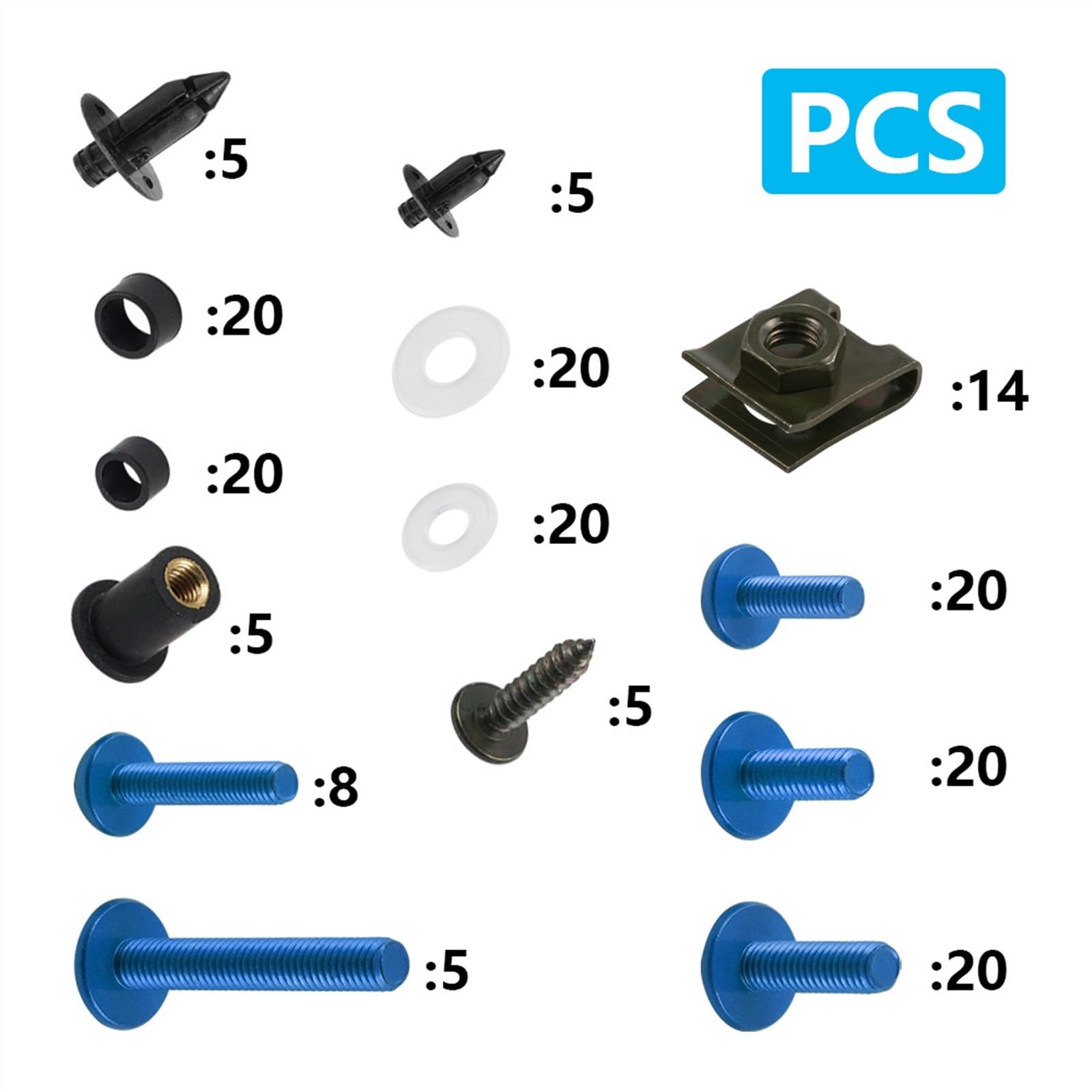 Tornillos cuerpo Perno Para Carrocería De Motocicleta, Tornillo De Fijación Para SUZUKI GSR400 GSR600 V-strom DL 1000/650 GSX-S750 SV650 GSXS1000(Blu)