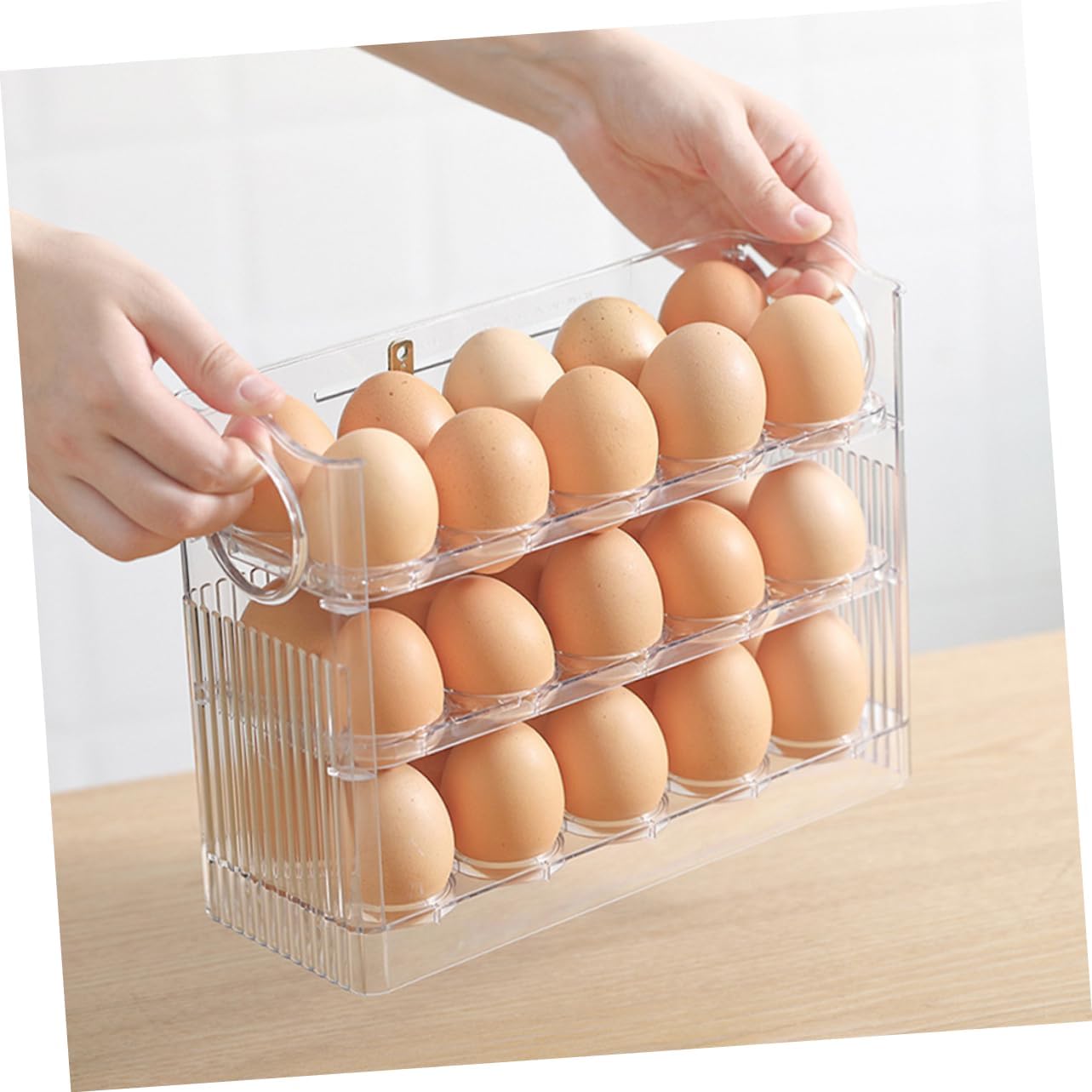 Fridge Egg Holder Transparent Egg Container with Independent Grooves Vertical Storage Design Multi Organizer for Kitchen Prevents Breakage