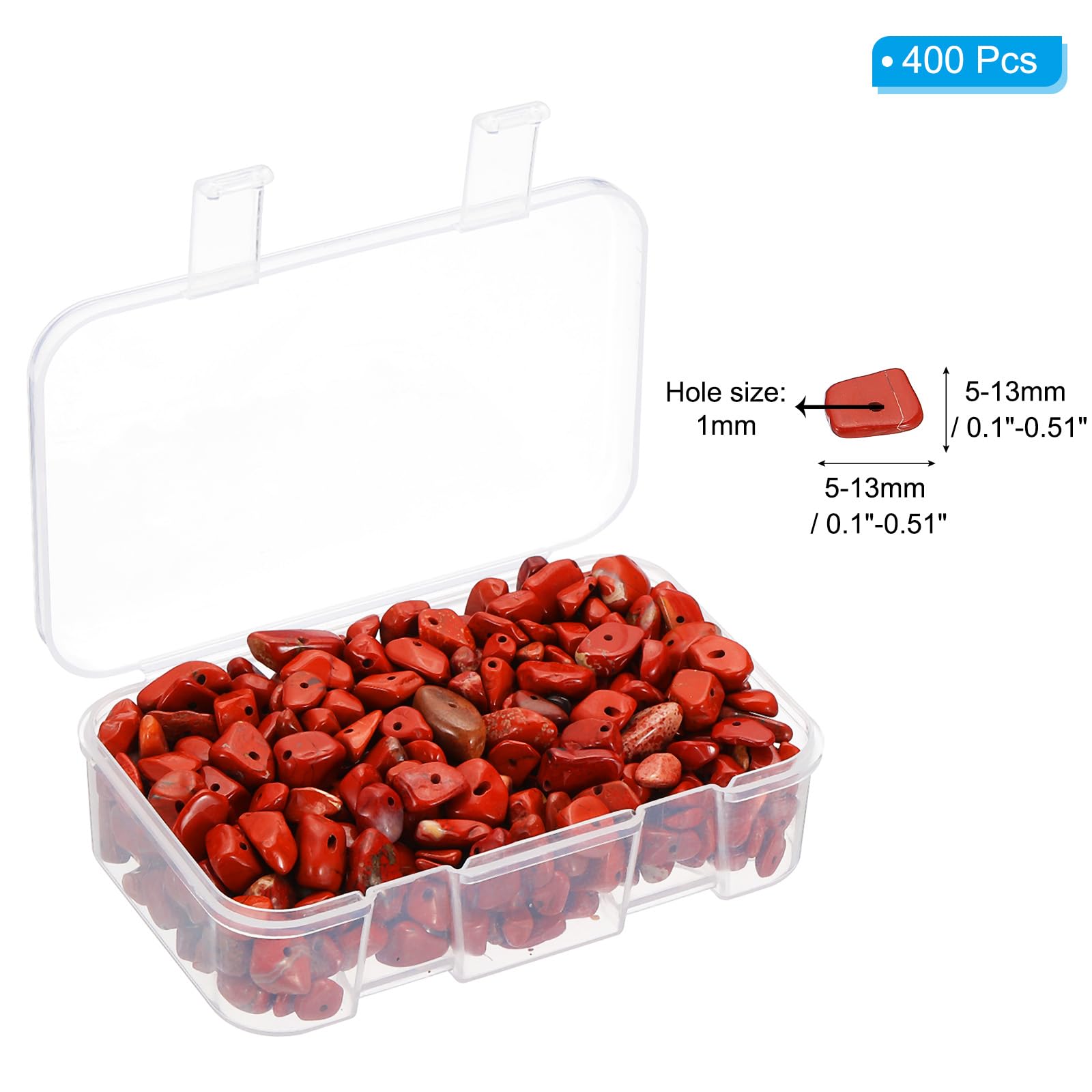PATIKIL Chip Stone Natural Rock Beads Loose Gemstone Beads Drilled Strand for Jewelry Craft Making 400pcs, Red - Image 2