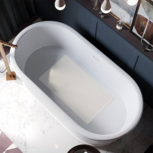 Miniatura 7 de Tapete antideslizante para bañera de 22.4 x 14 pulgadas, tapete de ducha con ventosas, tapete de goma para ducha para ancianos y niños, color blanco