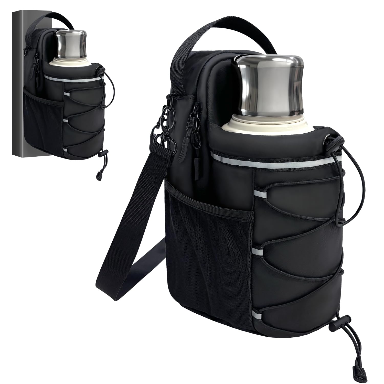 LEOANITTY Magnetic Gym Bag Water Bottle Carrier Holder with Strap & Phone Pockets for Men Women, Magnetic Water Bottle Holder for Gym