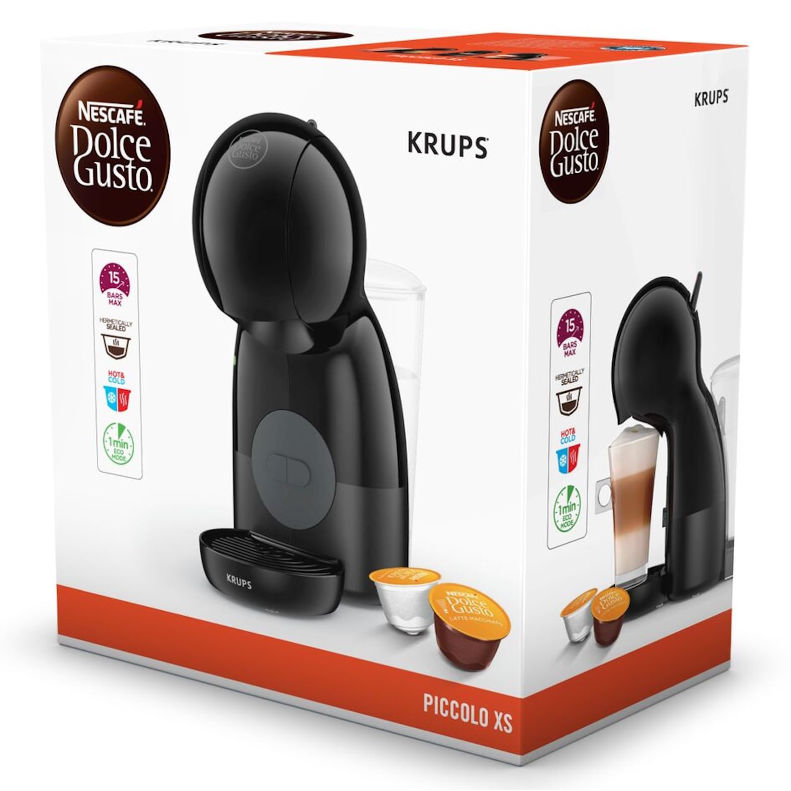 NESCAFÉ Dolce Gusto Piccolo XS by KRUPS Kaffeekapselmaschine 15 Bar 0,8l Wassertank anthrazit KP1A3B
