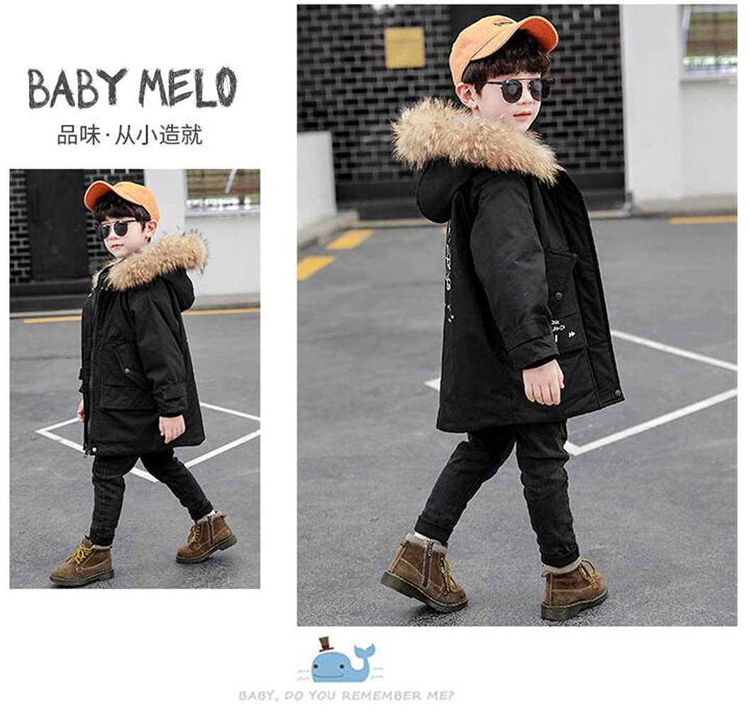 Cappotto da bambino e bambino, invernale, con cappuccio e pelliccia