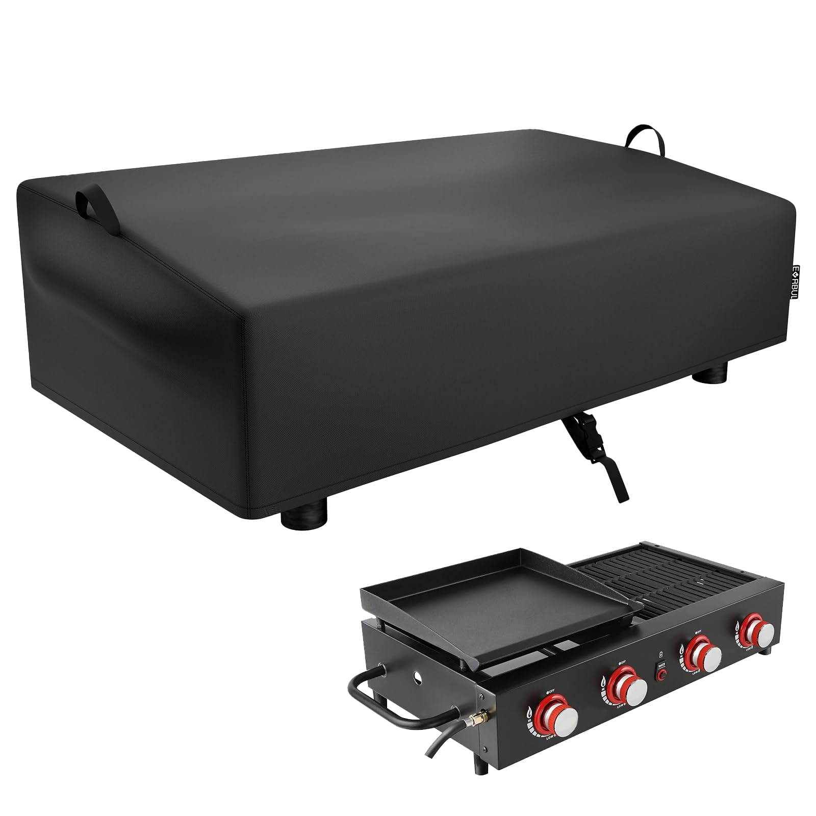 EVRBUL Table Top Grill Cover Compatible with Royal Gourmet GD4002T 4-Burner Tailgater Grill, Waterproof Heavy Duty 600D Portable Griddle Cover 38"×21"×10", Windproof Tabletop BBQ Grill Cover