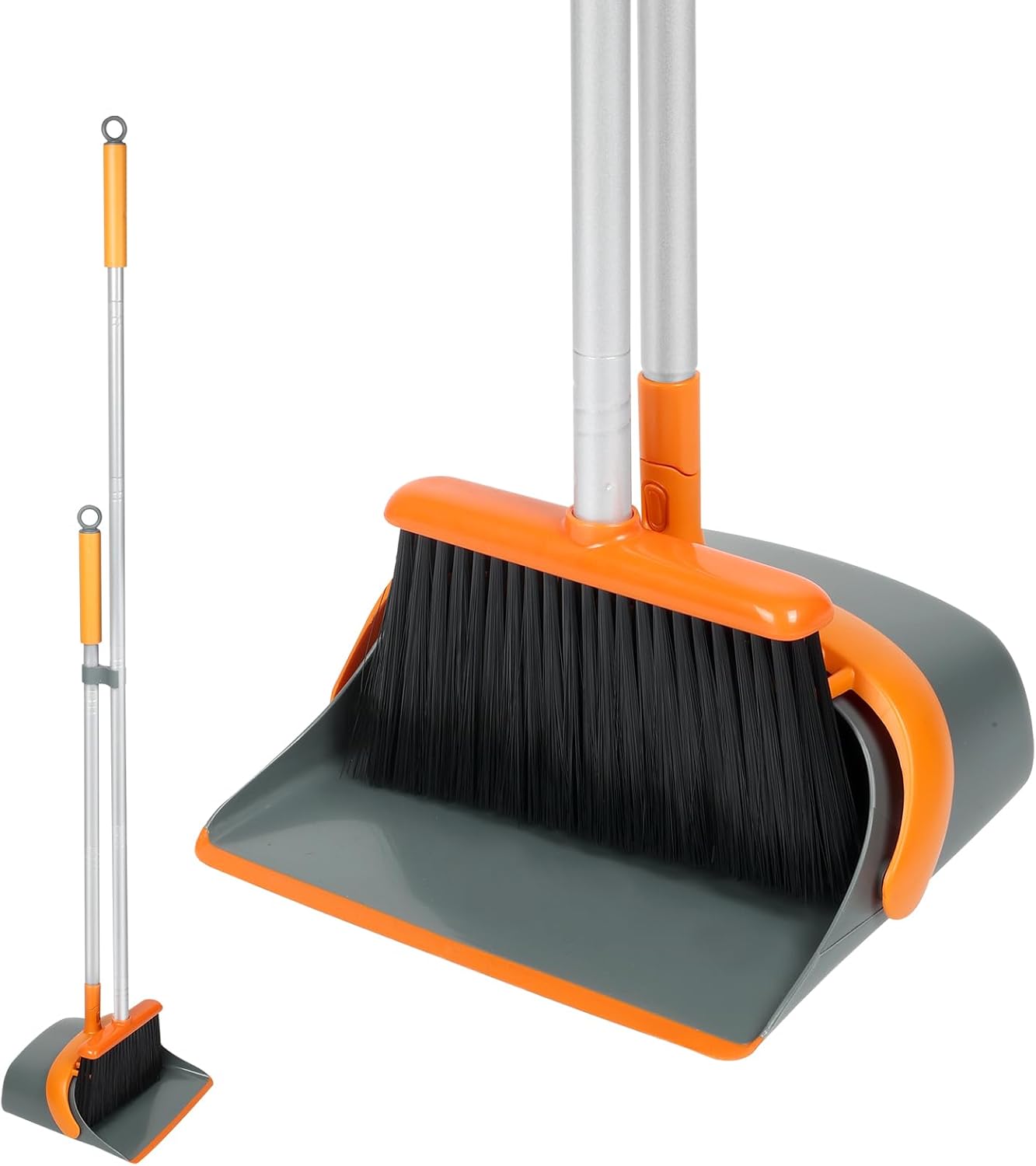 Broom and Dustpan Set with 54 Inch Long Handle – Perfect Dust Pan and Brush Combo for Home Efficient Cleaning (Orange and Grey) Broom and Dustpan Set with 54 Inch Long Handle – Perfect Dust Pan and Brush Combo for Home Efficient Cleaning (Orange and Grey)