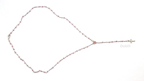 Miniatura 2 de Ooki Rosario de la Biblia en tarro de vidrio con cuentas de oro rosa y plata Crucifijo católico collar Lot Santo, Vidrio
