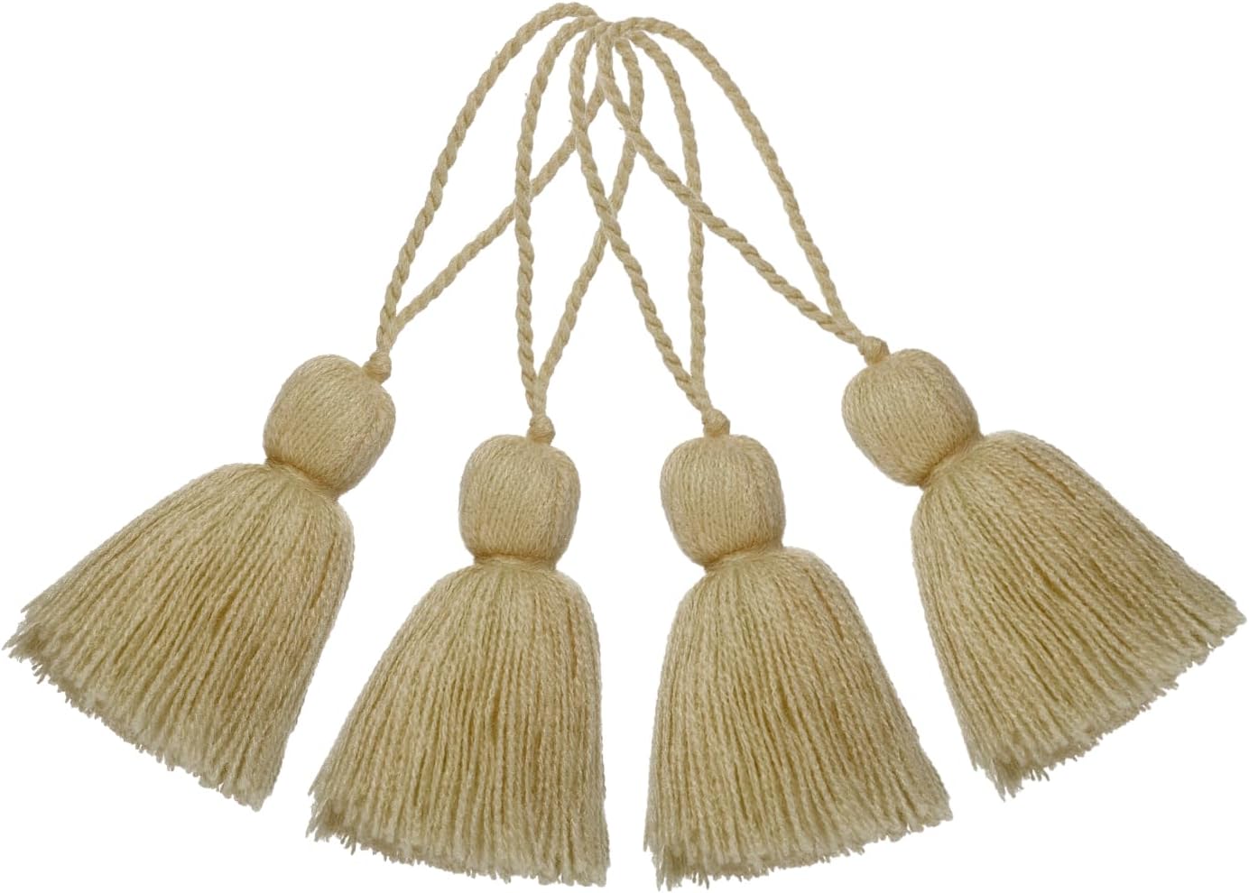 sourcing map 4Pcs Mini Bookmark Tassels, 5" Gradient Polyester Tassels Soft Handmade Silky Floss with Cord Loop for Jewelry Making, Handbag, Pendant DIY Crafts, Khaki