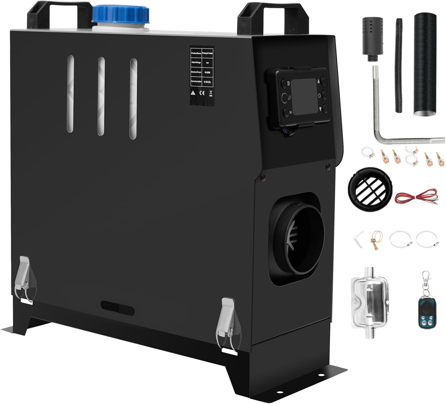 12V 5KW/8KW Diesel Air Heater，5000W-8000W Parking Heater Kit With Remote Muffler And LCD Display For RV Fast Heating，RV Trucks, Car Trailers, Boats, Buses (Black)