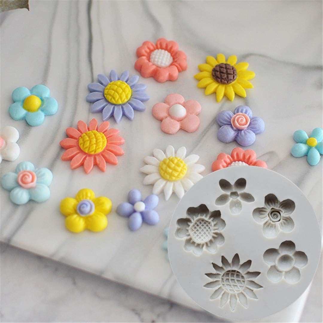 Chrysanthemum Silicone molds Flowers Chocolate Party Cake Decorating Tools DIY Sunflower Baking Fondant Silicone Mold (5 cavity small Chrysanthemum)