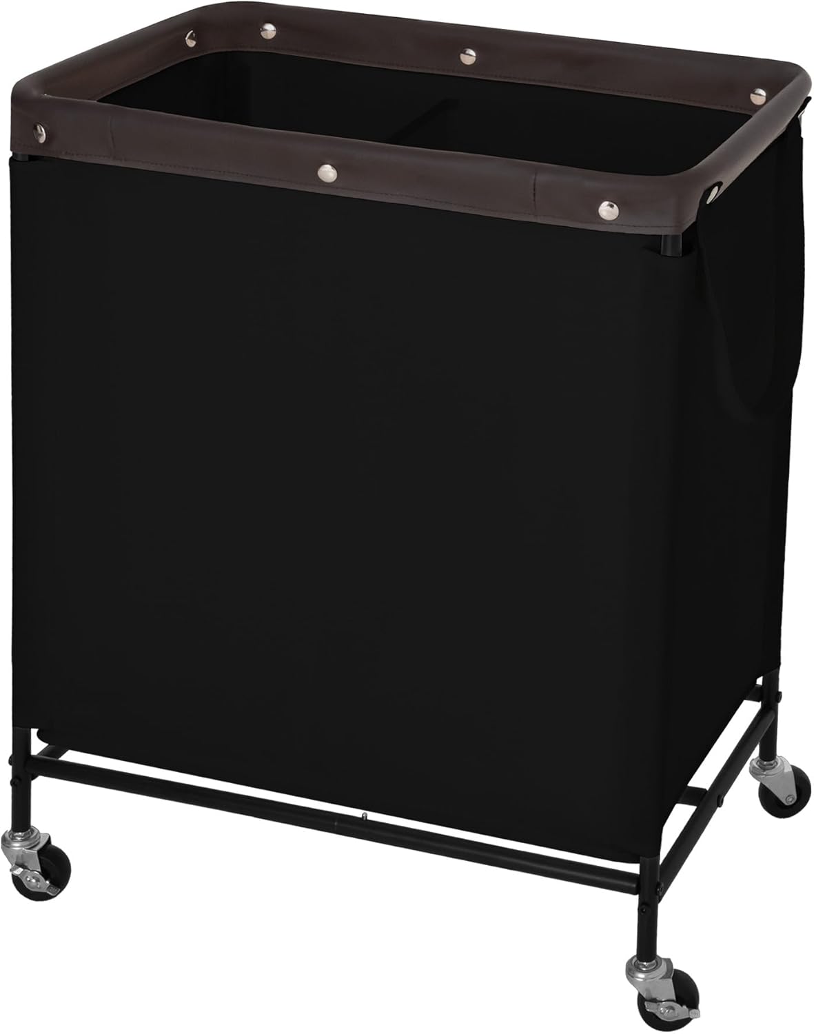 StorageWorks 100L Laundry Hamper with Wheels, 2-Section Rolling Laundry Cart, Laundry Room Cart, Dirty Clothes Basket for Hotels, Bathrooms, Dormitories, Beige