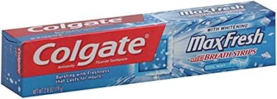 Colgate MaxFresh Fluoride Toothpaste with Mini Breath Strips + Whitening: Cool Mint (Pack of 2)