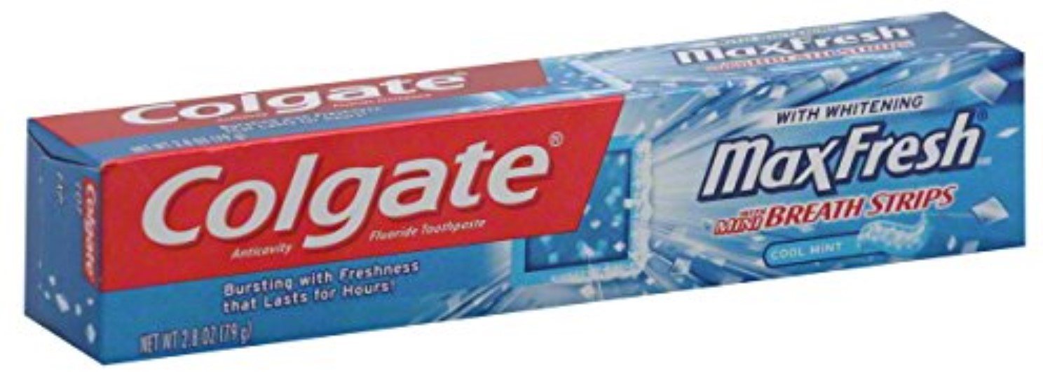 Colgate Max Fresh with Mini Breath Strips Whitening Cool Mint Toothpaste 6 oz