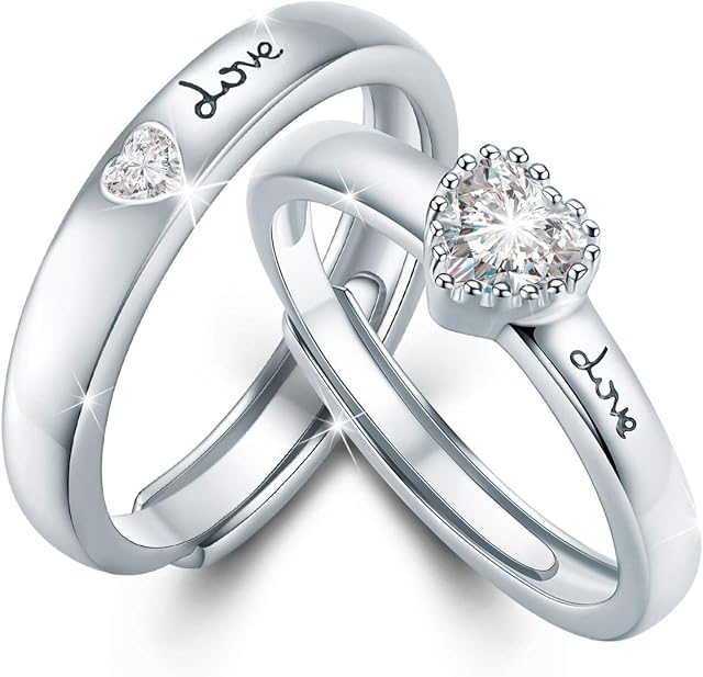 CUOKA MIRACLE Couple Ring for Lovers 925 Sterling Silver Eternity Rings for Women Promise Rings for Women Adjustable Open End Ring