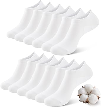 No Show Socks Women Men Non Slip Invisible Liners for Flats Breathable Cotton Low Cut Ankle Socks 6 Pairs Gift Box