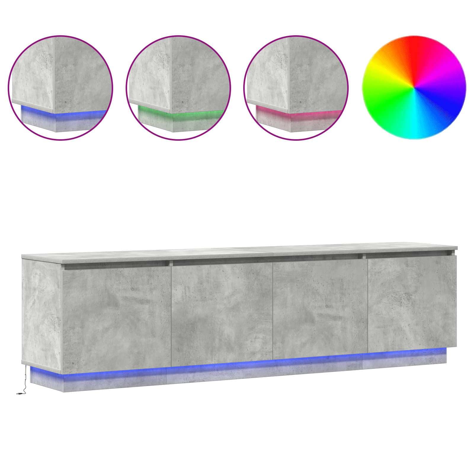Madera Resistente Con Iluminación LED Estilo Moderno Gris 180x38x49cm