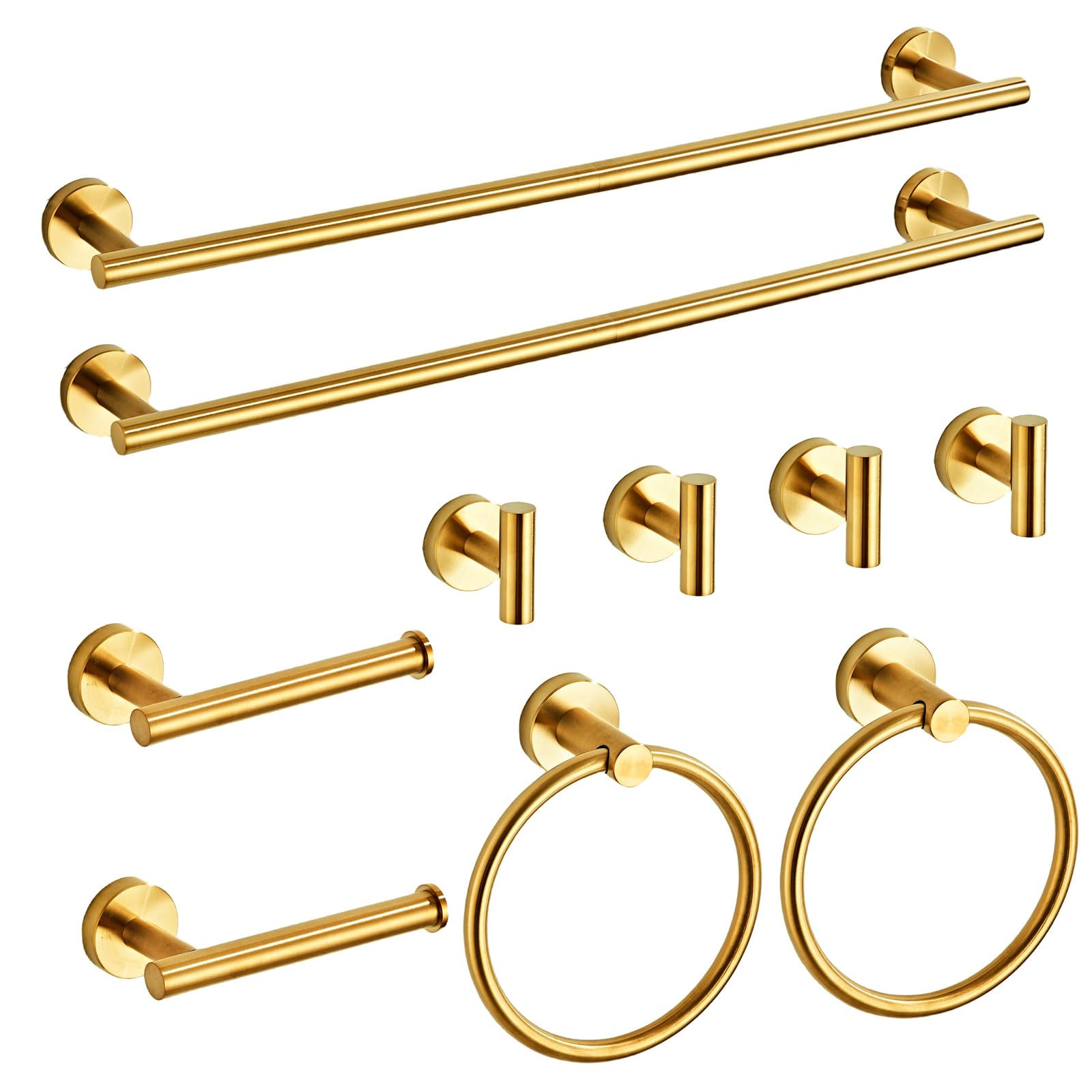 Brushed Gold Bathroom Hardware Set 5 Piece with Towel Racks for Bathroom, SUS304 Stainless Steel Bath Towel Bar Set, 24 Inch Wall Mounted Accessories Kit… — Amazon image 9