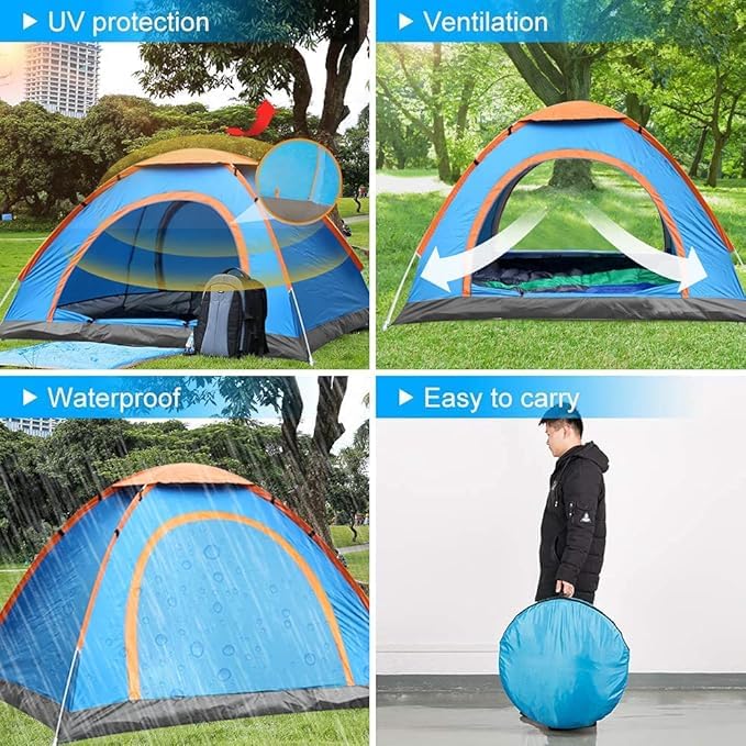 Image of Polyester Waterproof Tent for 6 Person - Portable Outdoor Camping, Hiking, Sports, Travel, Beach, Picnic and Backpacking