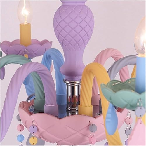 Miniatura 5 de EXCEI Candelabro de techo moderno de cristal macarrón LED colorido lámpara colgante de techo para habitación de niños y niñas lámpara colgante de
