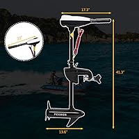 Vista 4 de PEXMOR Motor de arrastre eléctrico de 8 velocidades, motor eléctrico fuera de borda para barco con mango ajustable e indicador LED, montado