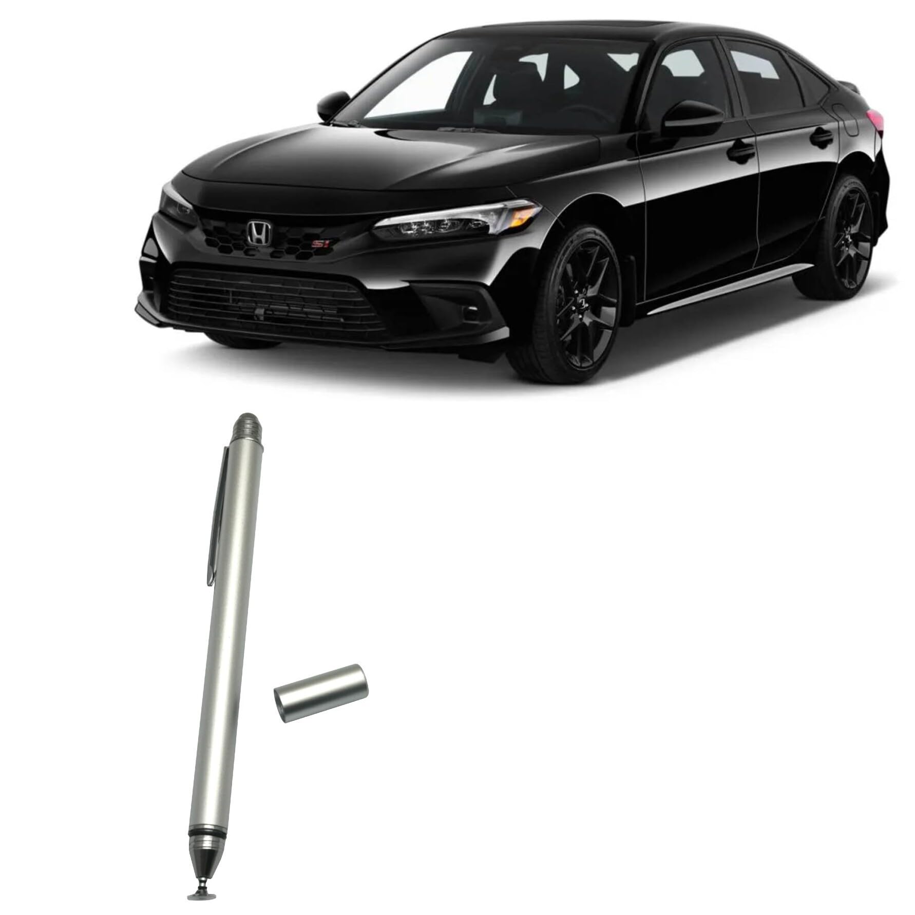 BoxWave Stylus Pen Compatible with 2024 Honda Civic Sedan LX Display (7 in) - DualTip Capacitive Stylus, Fiber Tip Disc Tip Capacitive Stylus Pen - Metallic Silver