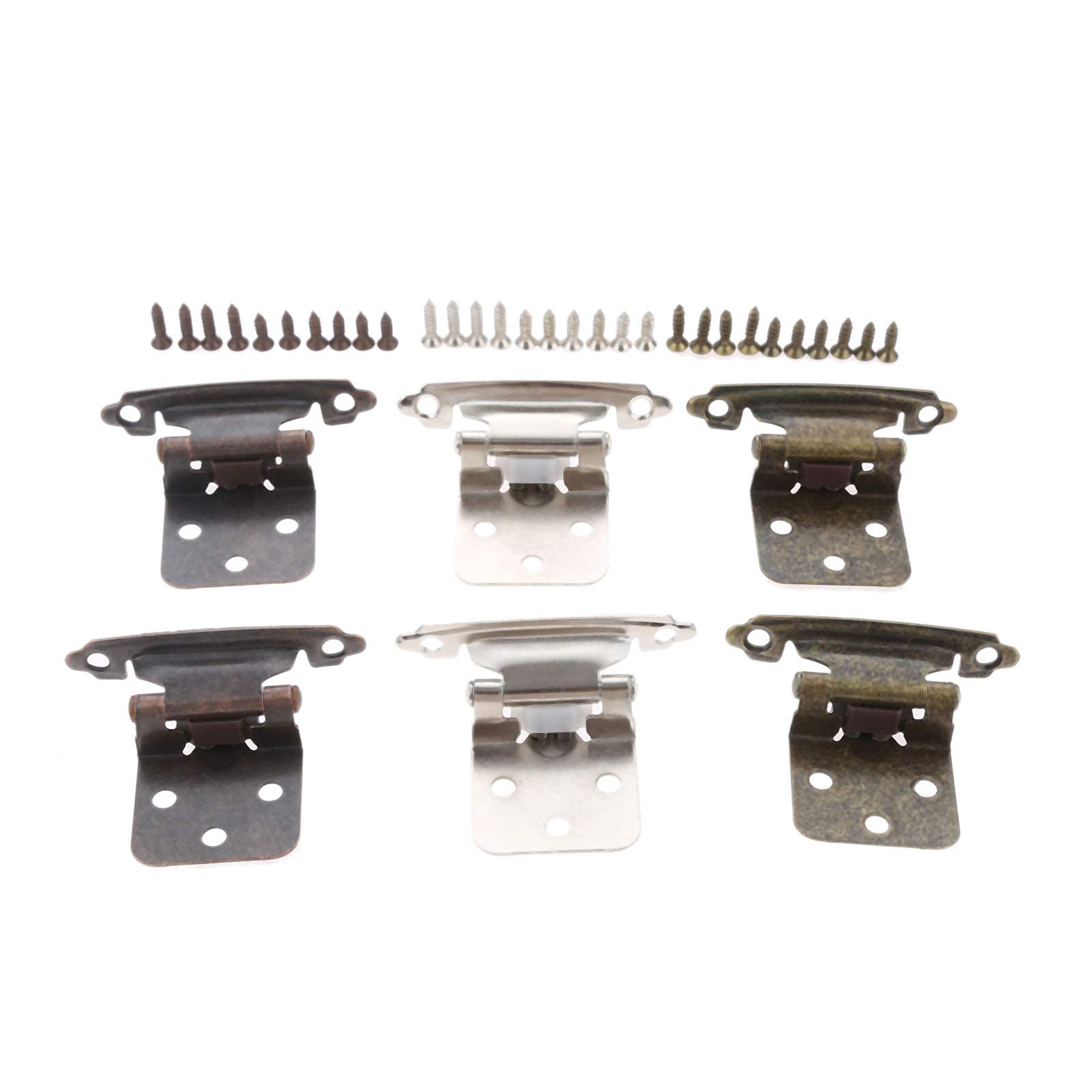 Nvsfzgiyg A Hinge, 6Pcs Overlay Cabinet Self-Closing Door Kitchen Cupboard Flush With Screws(A)