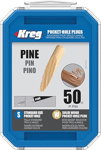 Kreg P-PIN - Tapones de madera maciza para agujeros de bolsillo, pino, 50 unidades (paquete de 2)
