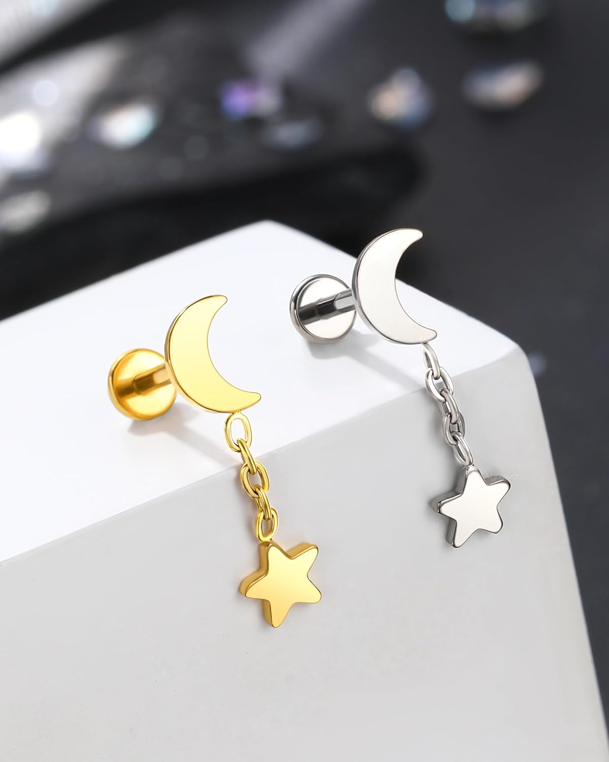 Hidden Helix Earrings G23 Solid Titanium Cartilage Earrings Stud 16G Internally Threaded Helix Tragus Piercing Jewelry Jewelry Dangle - Image 5