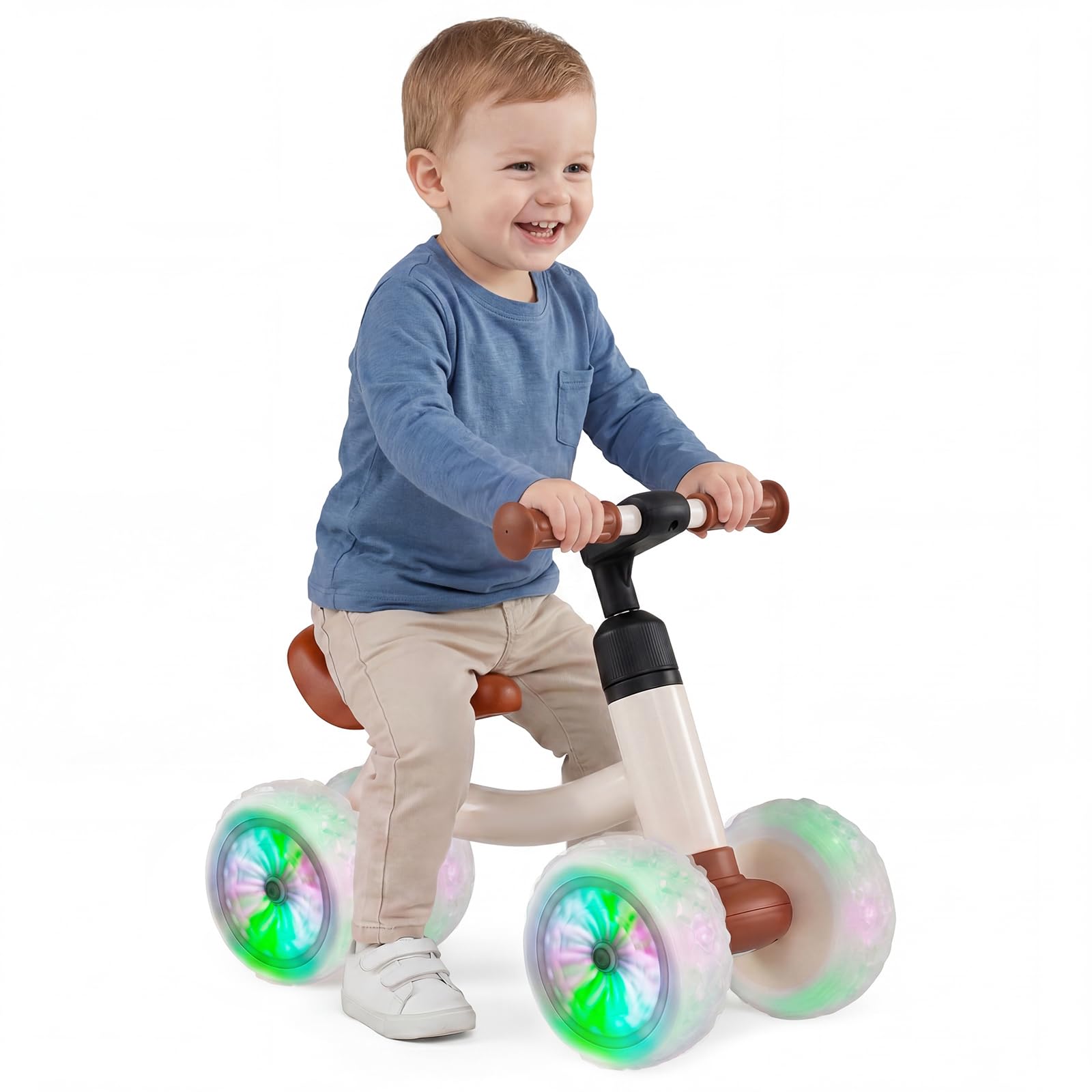 COSTWAY Draisienne Bébé 1-3 Ans avec 4 Roues Lumineuses, Cadeau