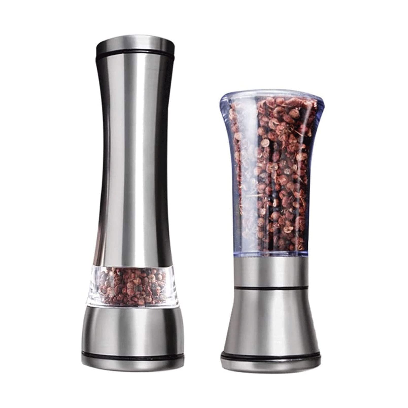 Edelstahl Salz- und Pfeffermühle Set -Einstellbare Keramik Seesalz Grinder & Pfeffermühle-hohe Glas Salz- und Pfefferstreuer